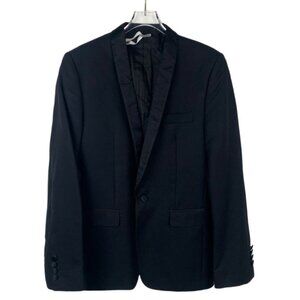 Dolce & Gabbana Mens Black Wool Blazer Size 46 Made In Italy 2-Button Satin Trim